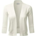 thumbnail image 1 of TheLovely Women's 3/4 Sleeve Solid Open Front Cropped Bolero Shurug Light Cardigan, 1 of 5