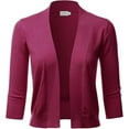 thumbnail image 1 of TheLovely Women's 3/4 Sleeve Solid Open Front Cropped Bolero Shurug Light Cardigan, 1 of 5