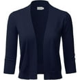 thumbnail image 1 of TheLovely Women's 3/4 Sleeve Solid Open Front Cropped Bolero Shurug Light Cardigan, 1 of 5