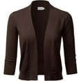 thumbnail image 1 of TheLovely Women's 3/4 Sleeve Solid Open Front Cropped Bolero Shurug Light Cardigan, 1 of 5
