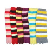 TheLovely Womens 6 Pairs Polyester Winter Toe SocksStripe
