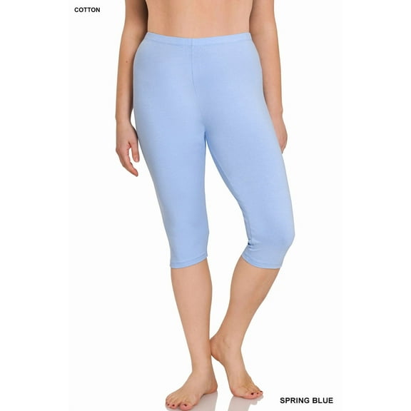 TheLovely Women's Essential Basic Cotton Spandex Stretch Below Knee Length Capri Leggings
