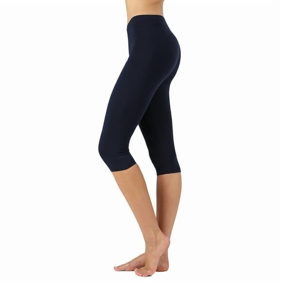 TheLovely Women's Essential Basic Cotton Spandex Stretch Below Knee Length Capri Leggings