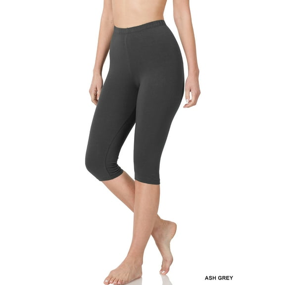 TheLovely Women's Essential Basic Cotton Spandex Stretch Below Knee Length Capri Leggings