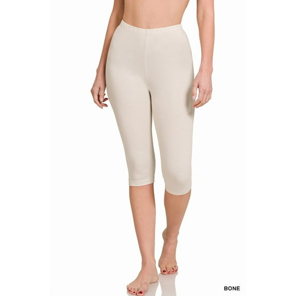 TheLovely Women's Essential Basic Cotton Spandex Stretch Below Knee Length Capri Leggings
