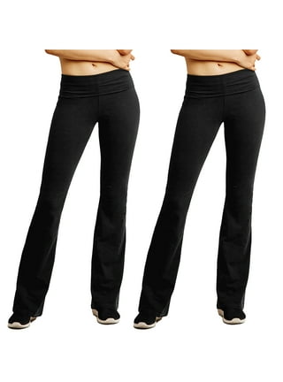 KOGMO Women's Premium Cotton Flared Fold Over Yoga Pants Exercise Pants  (S-3X) 