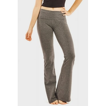 TheLovely Women's Fold-Over Waistband Bootleg Flared Bottom Workout Yoga Pants Leggings