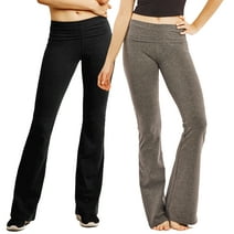TheLovely Women's Fold-Over Waistband Bootleg Flared Bottom Workout Yoga Pants Leggings