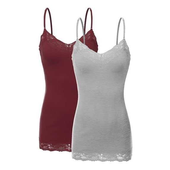 TheLovely Women's Junior and Plus Adjustable Spaghetti Strap Lace Tim Cami Tank Top
