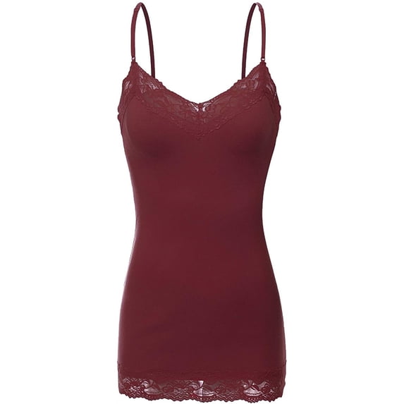 TheLovely Women's Junior and Plus Adjustable Spaghetti Strap Lace Tim Cami Tank Top