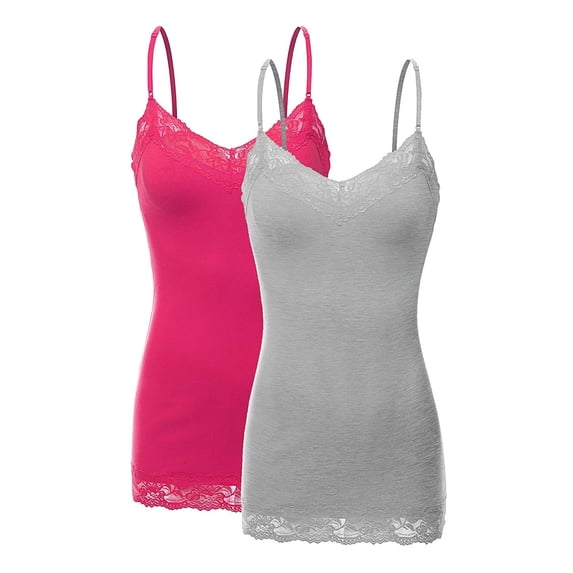 TheLovely Women's Junior and Plus Adjustable Spaghetti Strap Lace Tim Cami Tank Top