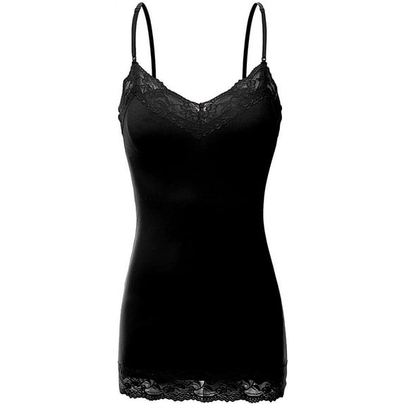 TheLovely Women's Junior and Plus Adjustable Spaghetti Strap Lace Tim Cami Tank Top