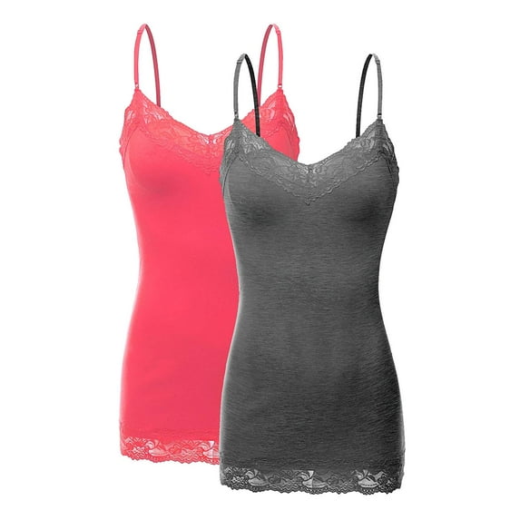 TheLovely Women's Junior and Plus Adjustable Spaghetti Strap Lace Tim Cami Tank Top