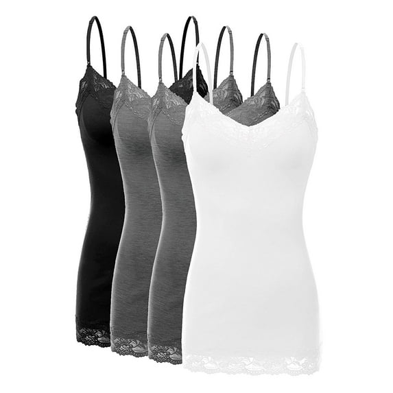 TheLovely Women's Junior and Plus Adjustable Spaghetti Strap Lace Tim Cami Tank Top