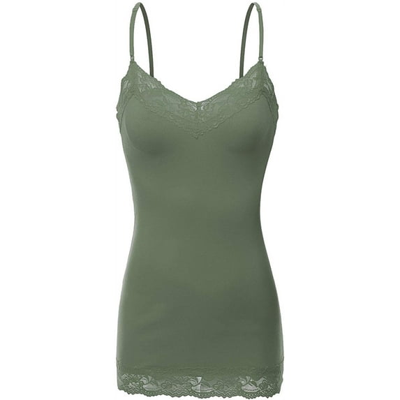 TheLovely Women's Junior and Plus Adjustable Spaghetti Strap Lace Tim Cami Tank Top