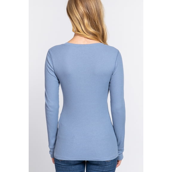TheLovely Women's & Juniors Casual Long Sleeve V-Neck Thermal T-Shirts Top