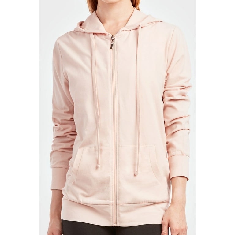 TheLovely Women's Lightweight Cotton Blend Long Sleeve Zip Up Thin Hoodie  Jacket