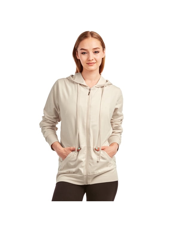Women's Lightweight Cotton Blend Long Sleeve Zip Up Thin Hoodie Jacket