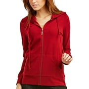 THELOVELY Women's Lightweight Cotton Blend Long Sleeve Zip Up Thin Hoodie Jacket