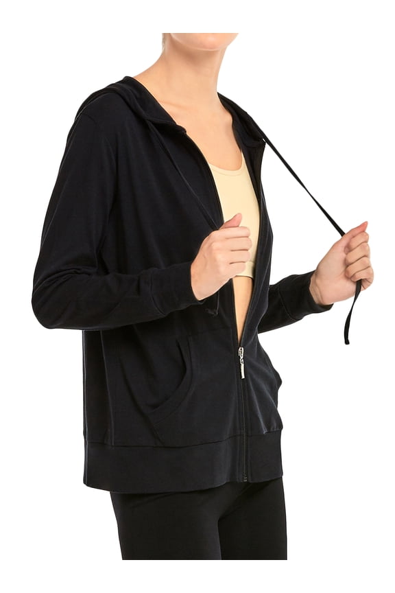 Women's Lightweight Cotton Blend Long Sleeve Zip Up Thin Hoodie Jacket