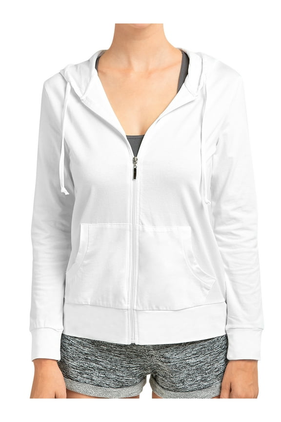 Women's Lightweight Cotton Blend Long Sleeve Zip Up Thin Hoodie Jacket