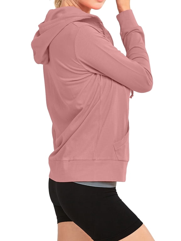 Women's Lightweight Cotton Blend Long Sleeve Zip Up Thin Hoodie Jacket