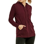 THELOVELY Women's Lightweight Cotton Blend Long Sleeve Zip Up Thin Hoodie Jacket