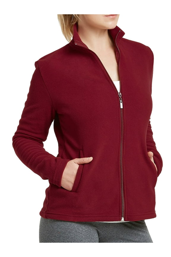 Women's Lightweight Full Zip Up Soft Polar Fleece Jacket Sweater (Burgundy, S)