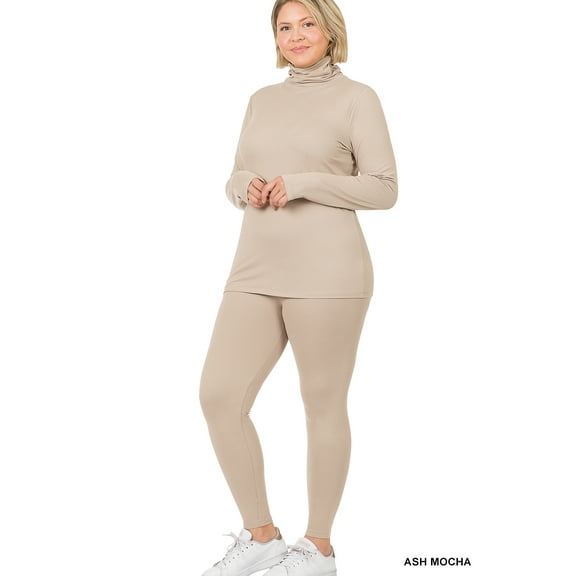 TheLovely Women's Microfiber Soft Fabric Mock Neck Long Sleeve Top & Leggings - 2 Pieces Tracksuit Set