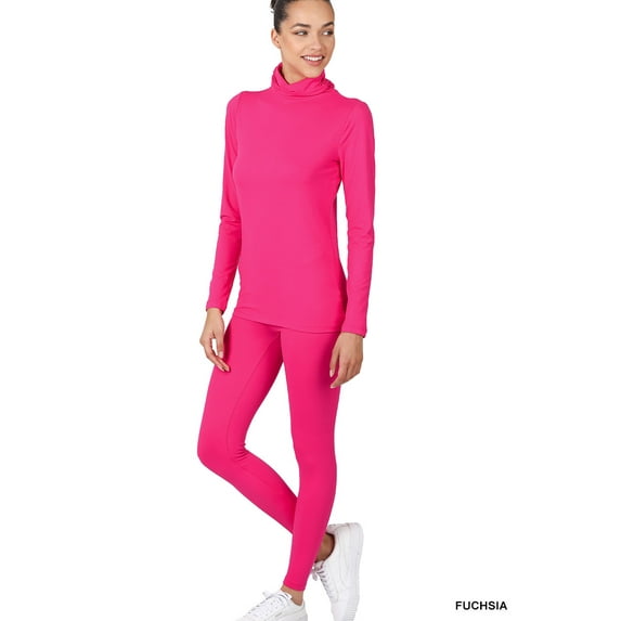 TheLovely Women's Microfiber Soft Fabric Mock Neck Long Sleeve Top & Leggings - 2 Pieces Tracksuit Set