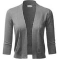 thumbnail image 1 of TheLovely Women's Plus Size 3/4 Sleeve Solid Open Front Cropped Bolero Shurug Light Cardigan, 1 of 5