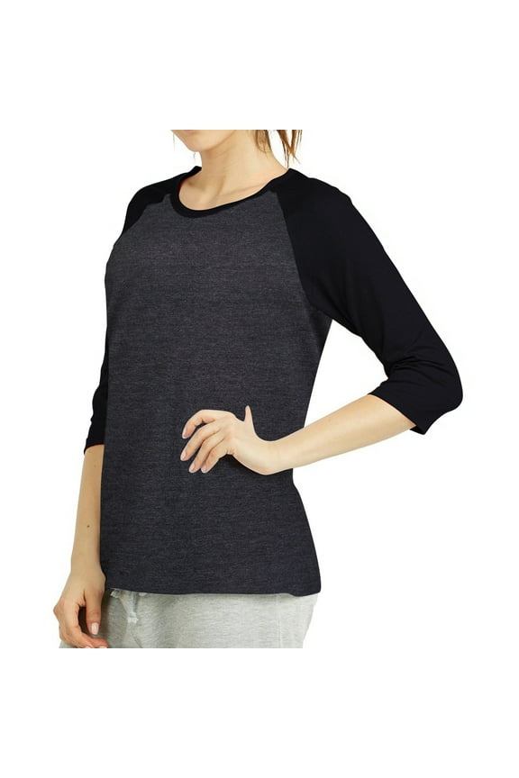 Women's Round Neck Raglan 3/4 Sleeve Baseball Tee Shirts Jersey Top