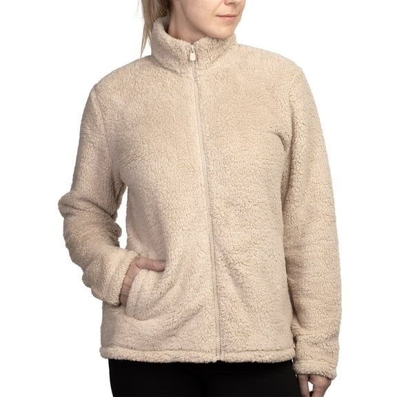 TheLovely Women's Soft Sherpa Fleece Winter Warm Lightweight Zip-Up Jacket