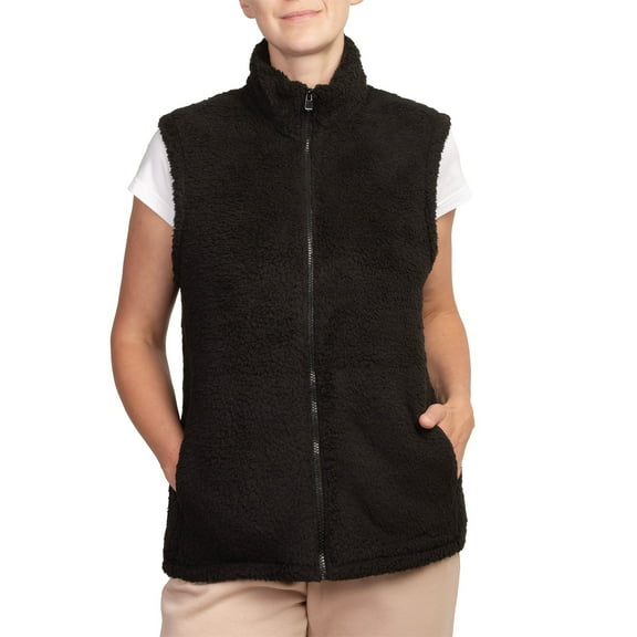 TheLovely Women's Soft Sherpa Fleece Winter Warm Lightweight Zip-Up Vest Sleeveless Jacket