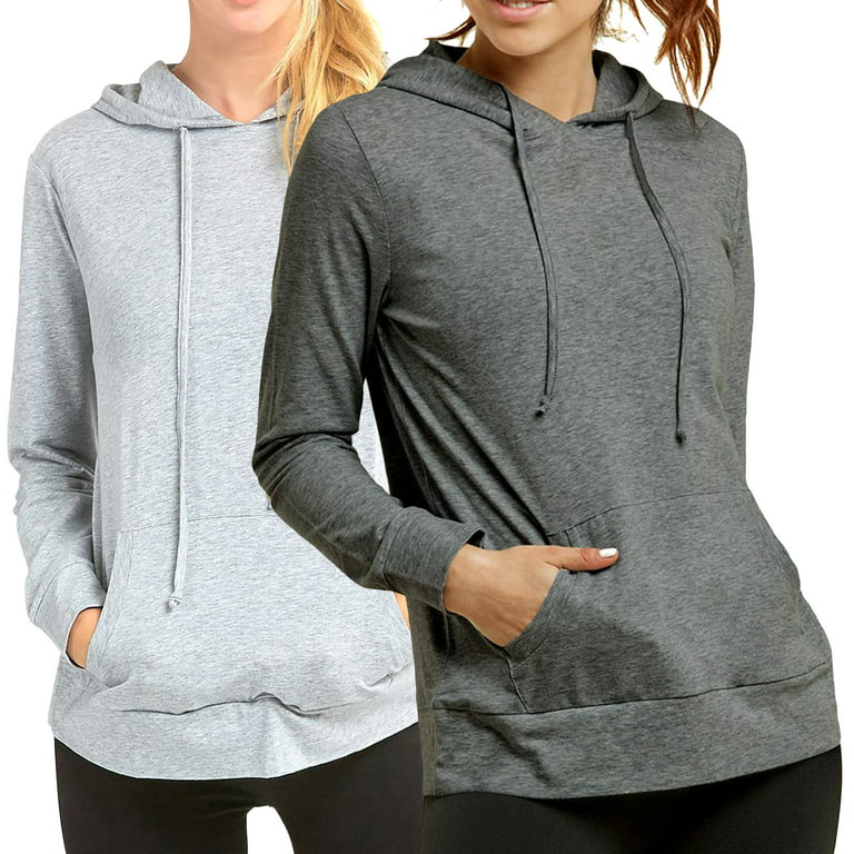 TheLovely Women's Thin Cotton Light Pullover Hoodie Sweater Top (H  Grey/Charcoal, S)