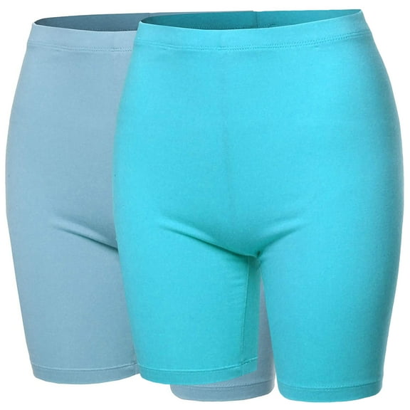 TheLovely Womens & Plus Basic Solid Cotton Mid Thigh High Rise Biker Bermuda Shorts