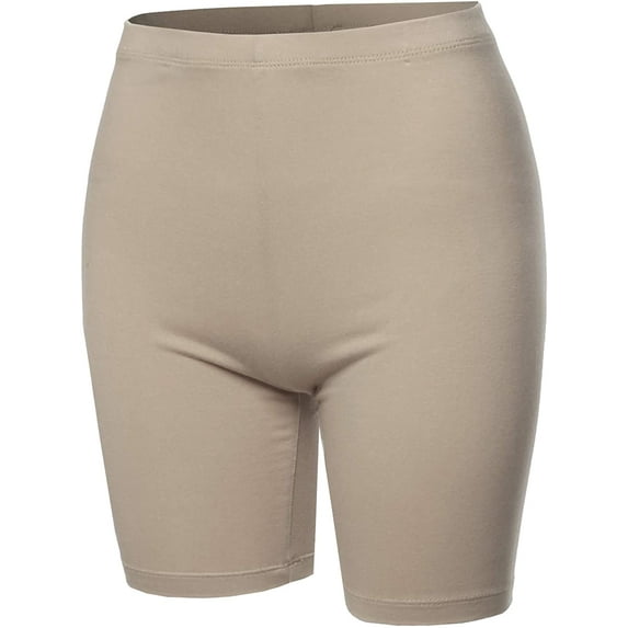 TheLovely Womens & Plus Basic Solid Cotton Mid Thigh High Rise Biker Bermuda Shorts