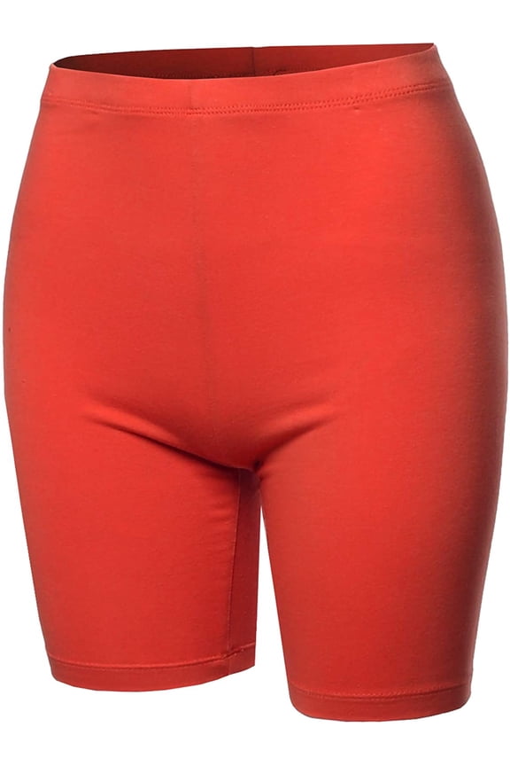 Womens & Plus Basic Solid Cotton Mid Thigh High Rise Biker Bermuda Shorts