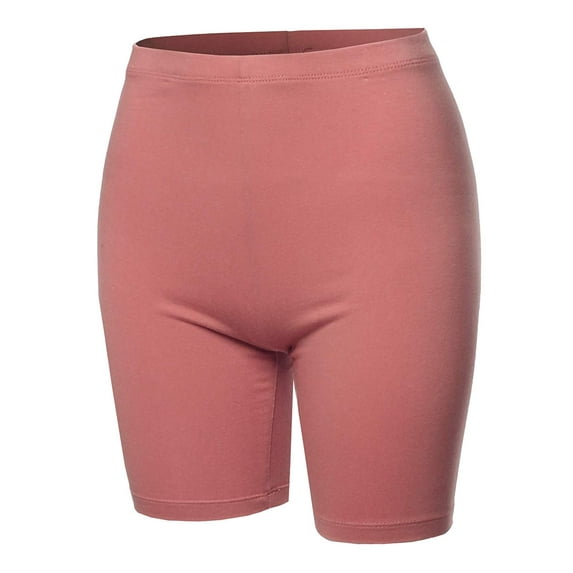 TheLovely Womens & Plus Basic Solid Cotton Mid Thigh High Rise Biker Bermuda Shorts
