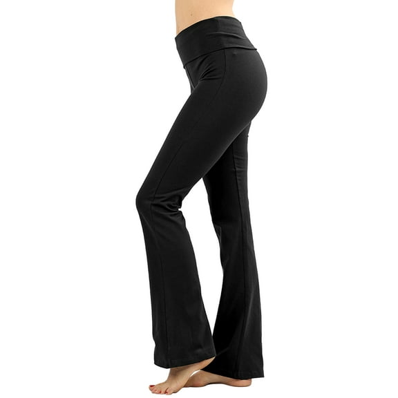 TheLovely Womens & Plus Stretch Cotton Fold-Over High Waist Bootcut Workout Flared Yoga Pants