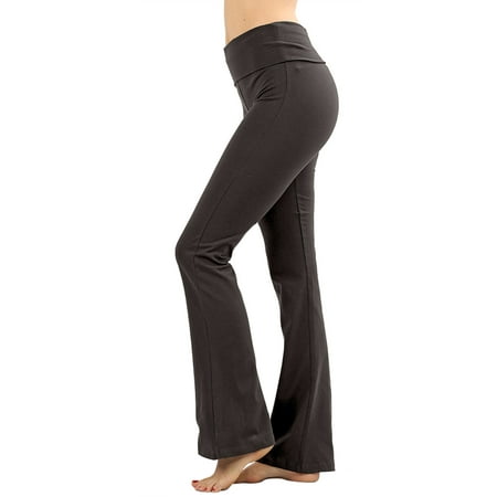 TheLovely Womens & Plus Stretch Cotton Fold-Over High Waist Bootcut Workout Flared Yoga Pants