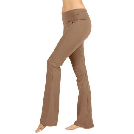 TheLovely Womens & Plus Stretch Cotton Fold-Over High Waist Bootcut Workout Flared Yoga Pants