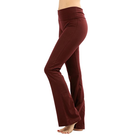 TheLovely Womens & Plus Stretch Cotton Fold-Over High Waist Bootcut Workout Flared Yoga Pants