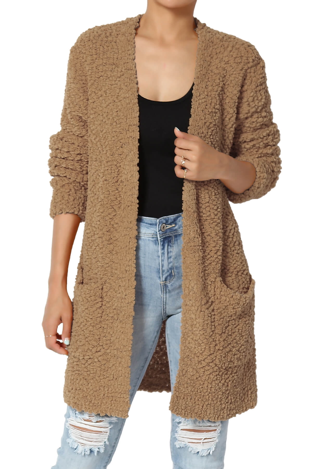 TheMogan Cardigan Sweaters for Women Cozy Soft Popcorn Knit with