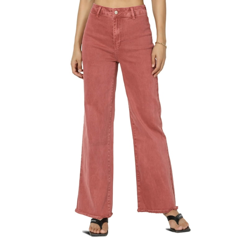 TheMogan Women's Acid Wash High Rise Cut Off Hem Comfort Stretch