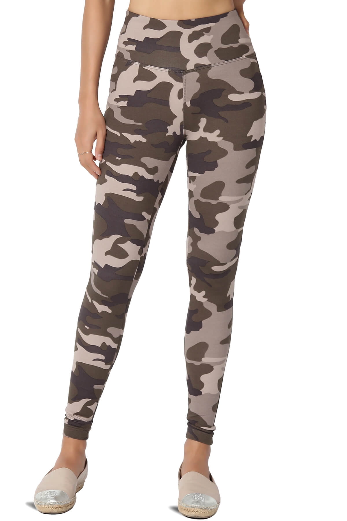 Womens Printed Buttoned Soldier Leggings Panelled Pants