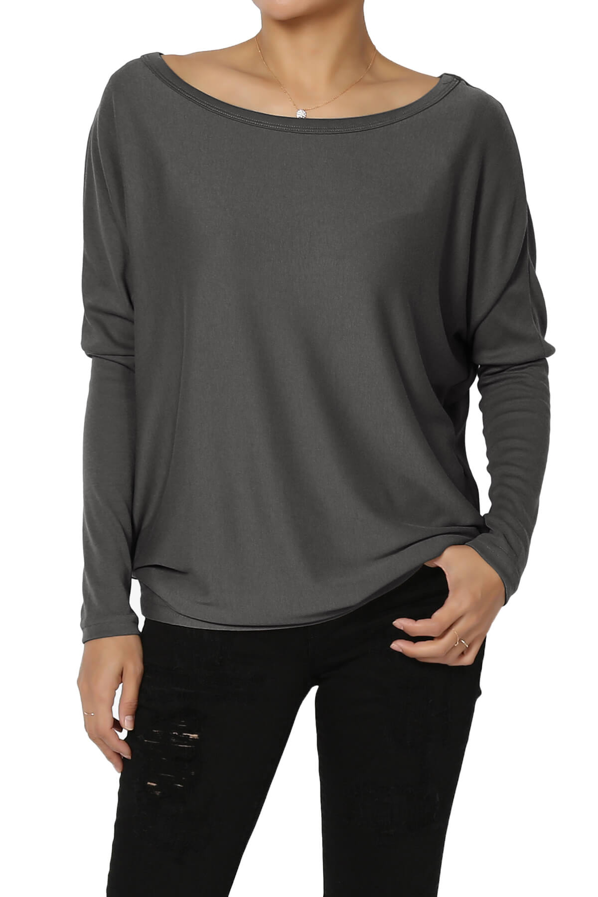 KOGMO Women's Dolman Sleeve Tunic Top With Knot Hem - Solid Color, Lightweight & Soft (Mint) - View #4