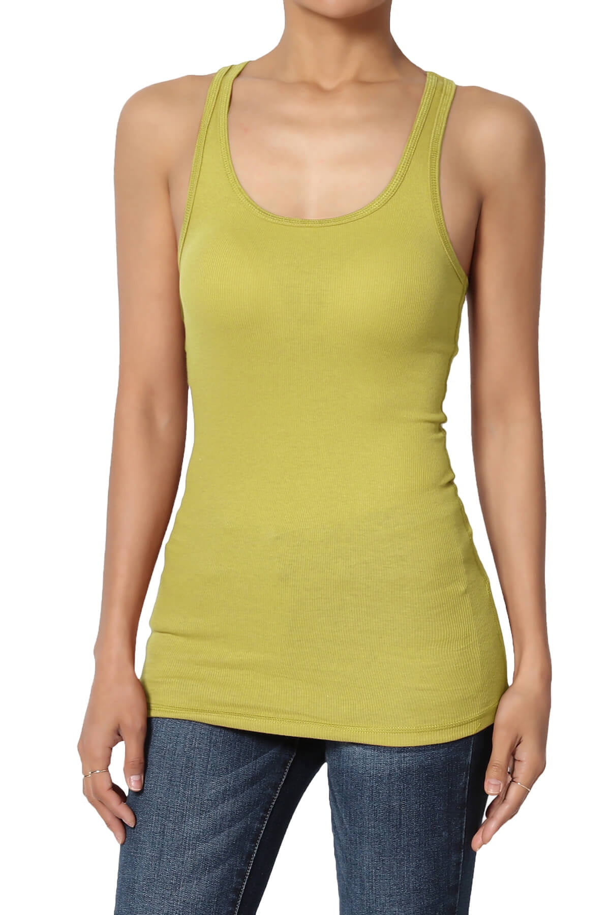 TheMogan Women's Basic Racerback Ribbed Cotton Jersey Tank Top All ...