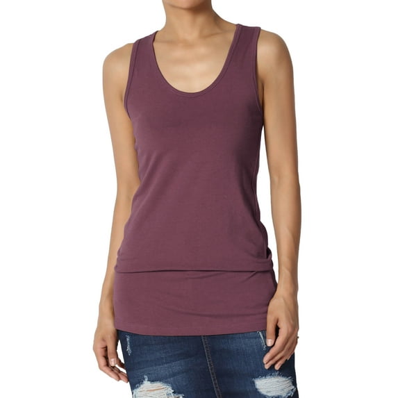 TheMogan Women's Basic Scoop Neck Racerback Stretch Cotton Tank Top Sleeveless Sporty Tee Dusty Plum XL