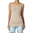 thumbnail image 1 of TheMogan Women's Basic Scoop Neck Racerback Stretch Cotton Tank Top Sleeveless Sporty Tee Light Mocha 3X, 1 of 7